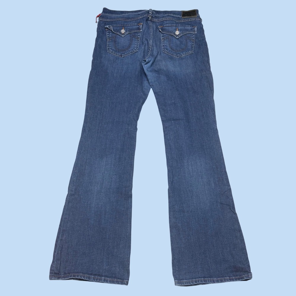 True Religion Joey Mens Blue Flare Leg Flap Pocket Jeans Size 32 1656